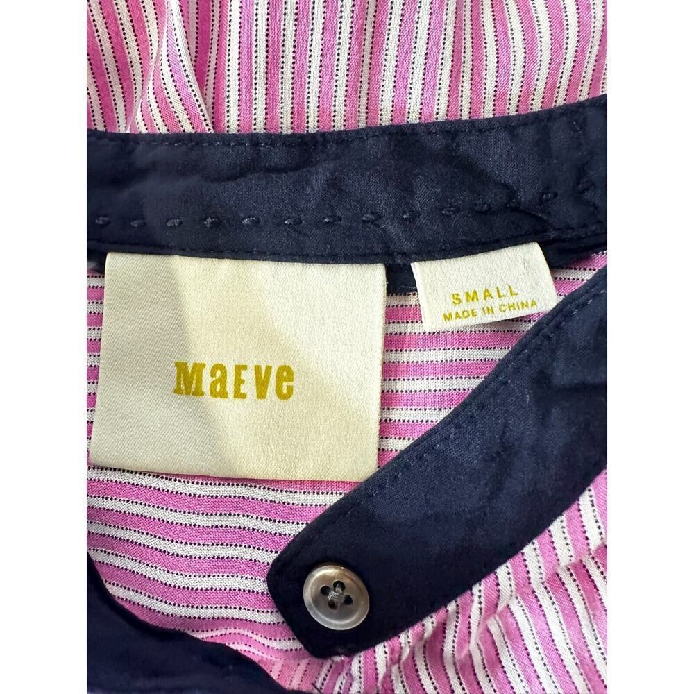 Anthropologie Maeve Stripped Button Down Top Shirt Embroidered Key Size Small - Picture 8 of 11